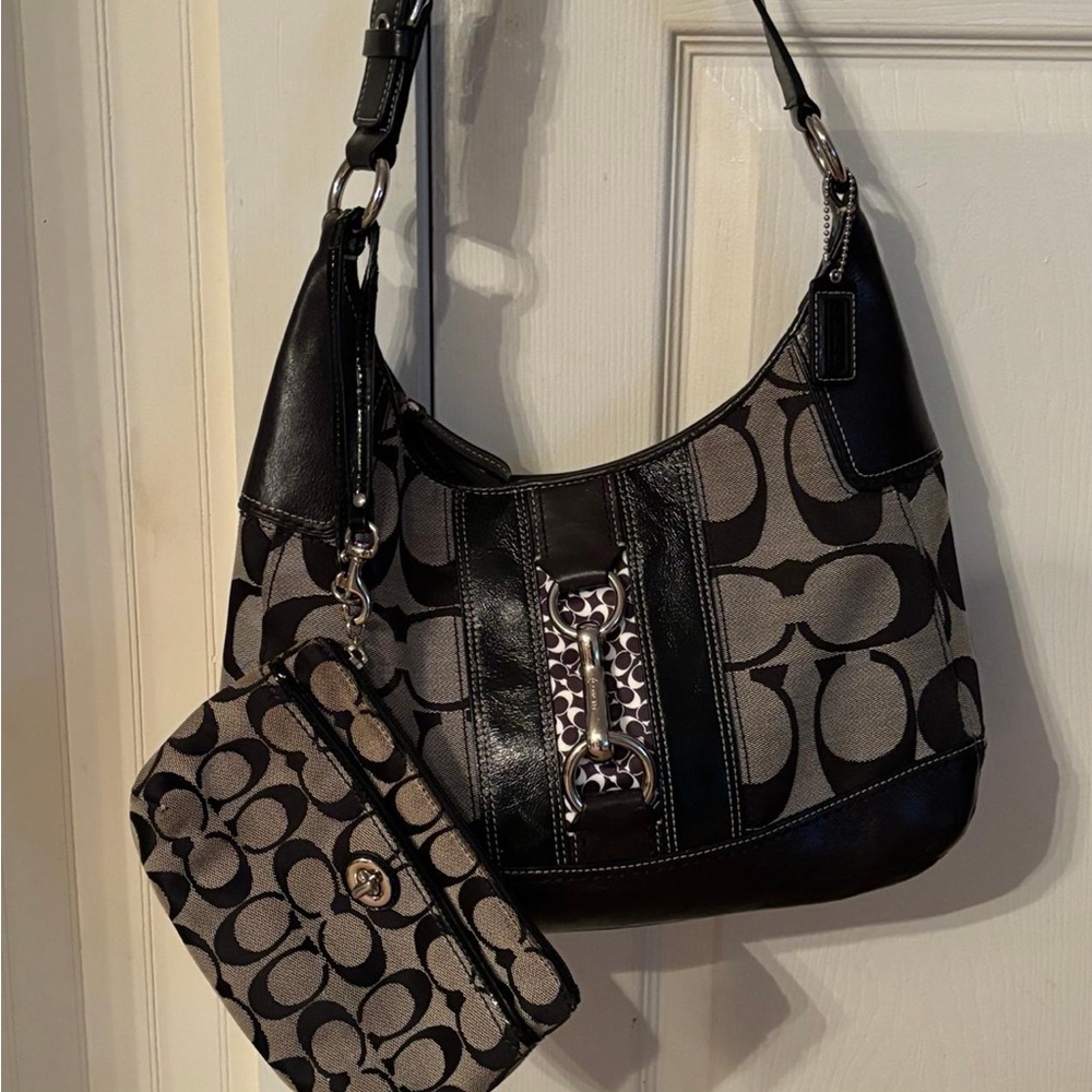 Coach Black and Gray Shoulder Bag Set
